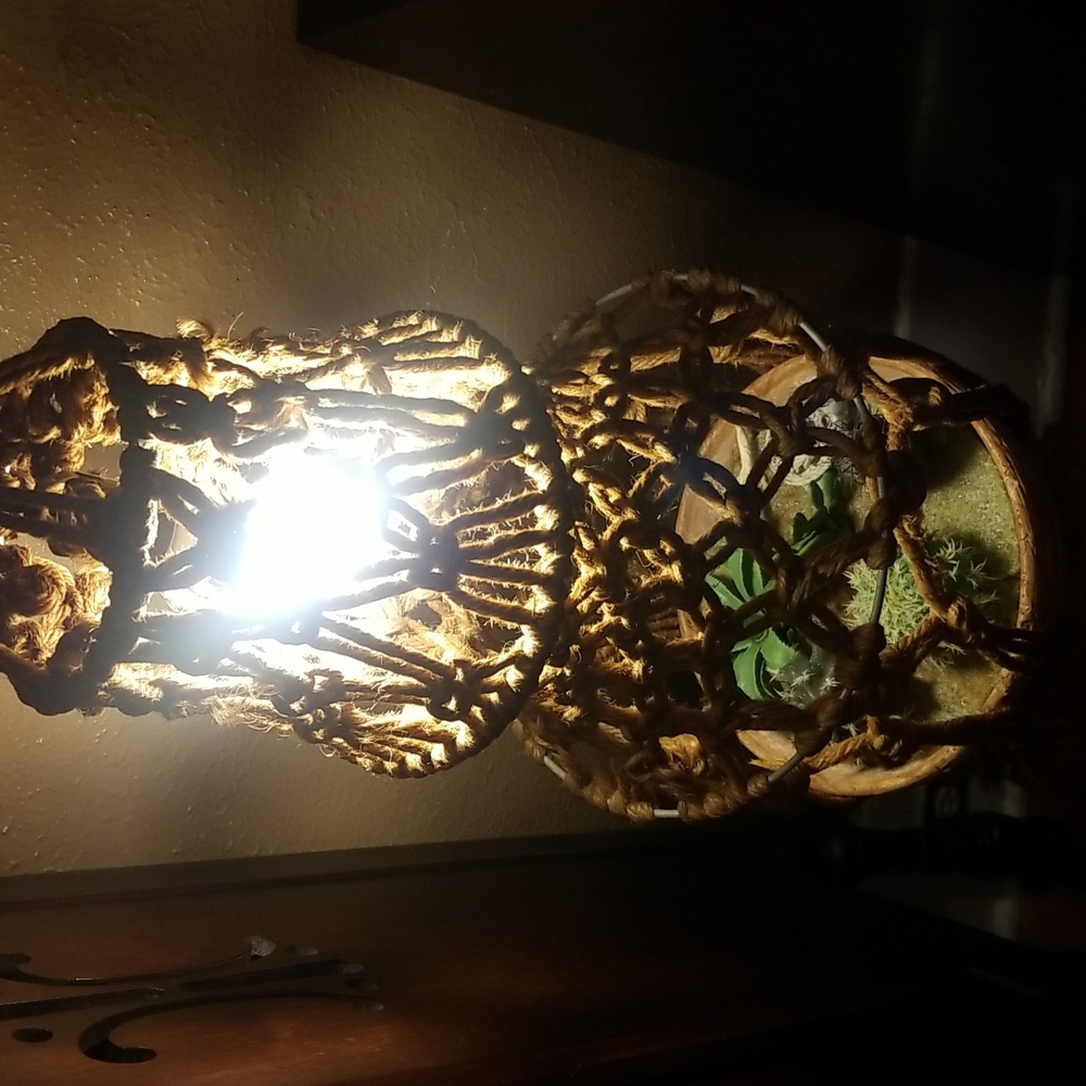 Vintage Macrame with light and decor